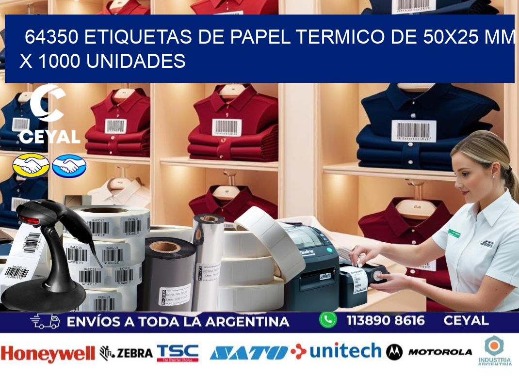 64350 Etiquetas De Papel Termico De 50×25 Mm X 1000 Unidades