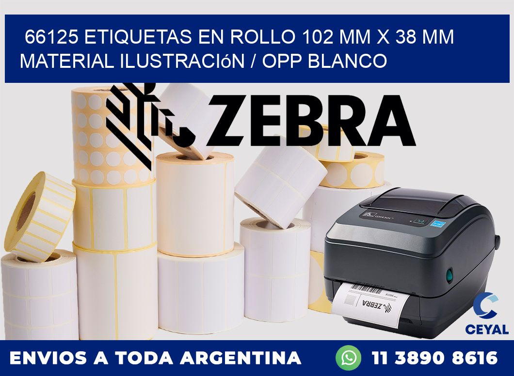 66125 Etiquetas en rollo 102 mm x 38 mm material Ilustración / OPP Blanco