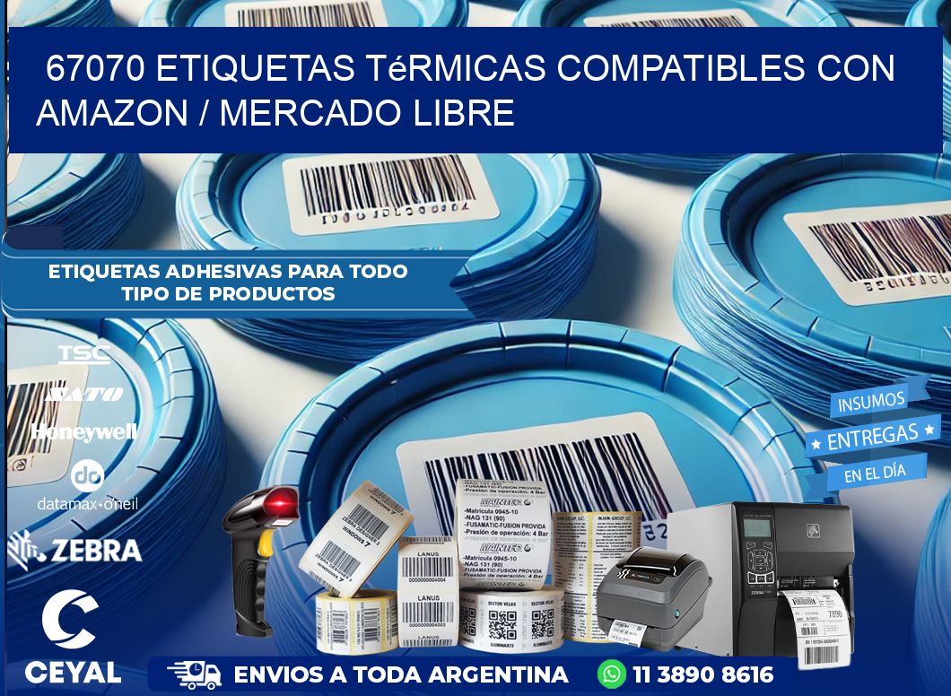 67070 etiquetas térmicas compatibles con Amazon / Mercado Libre