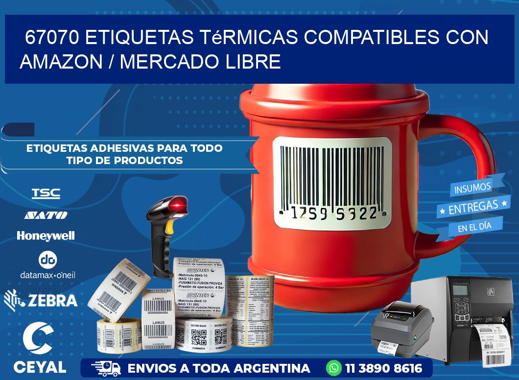 67070 etiquetas térmicas compatibles con Amazon / Mercado Libre