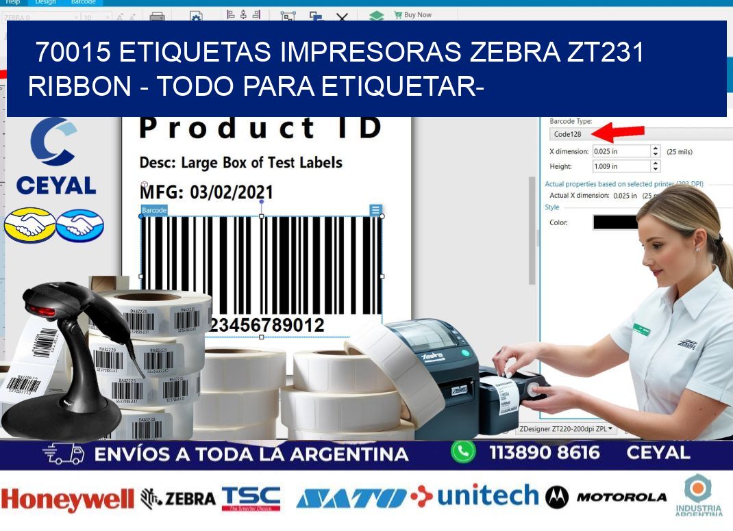 70015 etiquetas impresoras zebra zt231 ribbon - Todo para Etiquetar-
