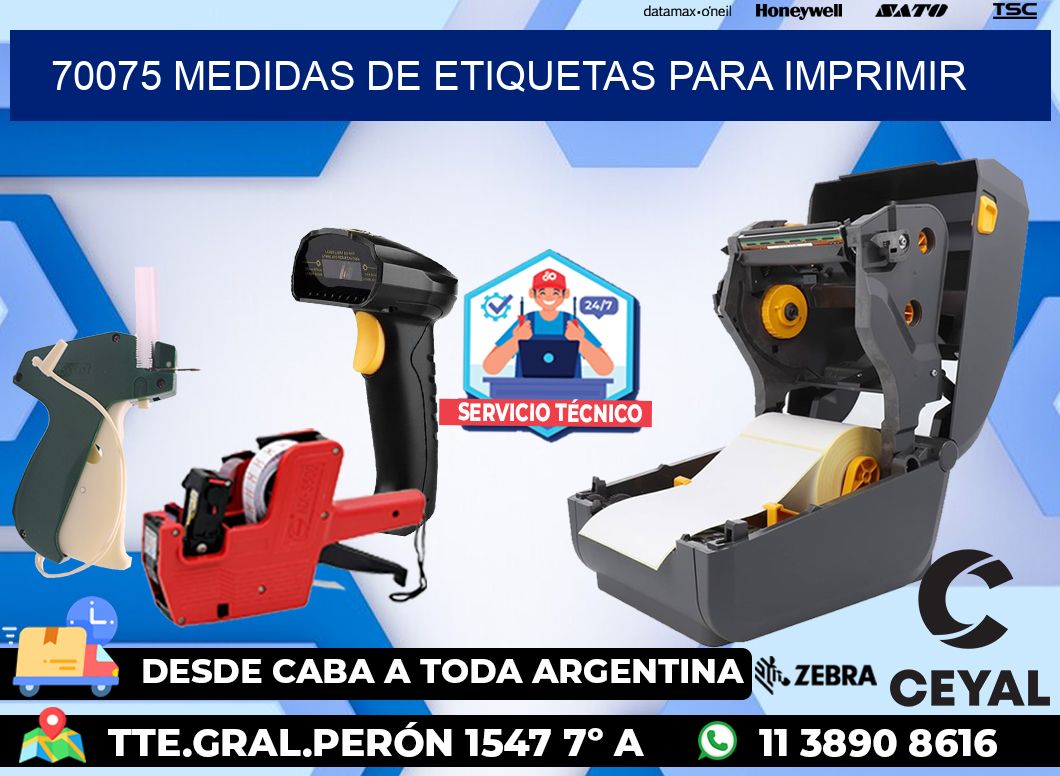 70075 Medidas de etiquetas para imprimir