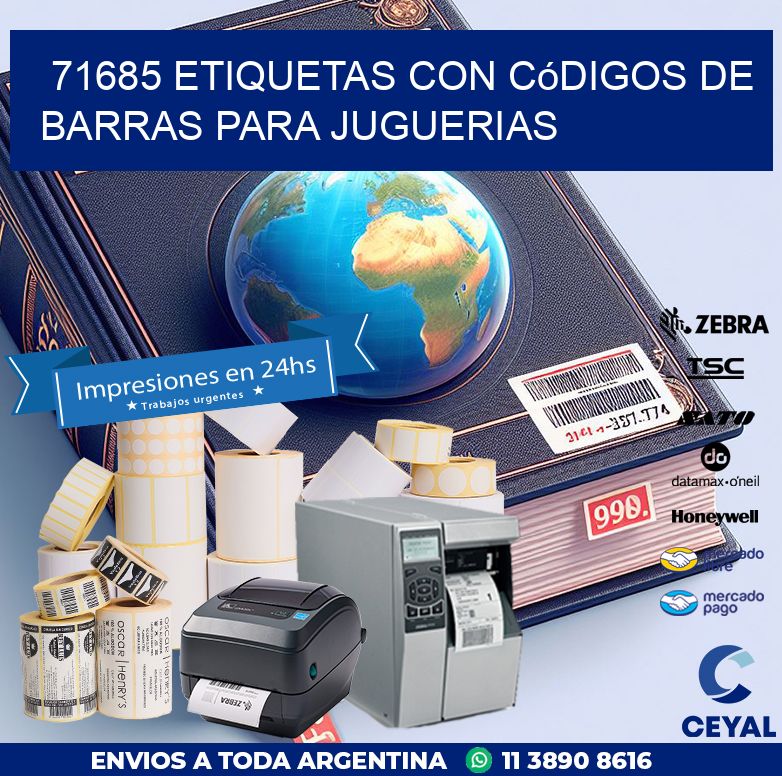 71685 etiquetas con códigos de barras para juguerias