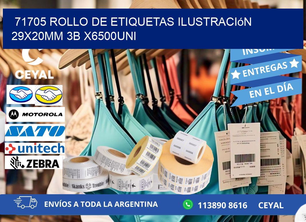 71705 Rollo De Etiquetas Ilustración 29x20mm 3b X6500uni