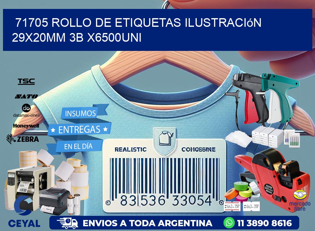 71705 Rollo De Etiquetas Ilustración 29x20mm 3b X6500uni