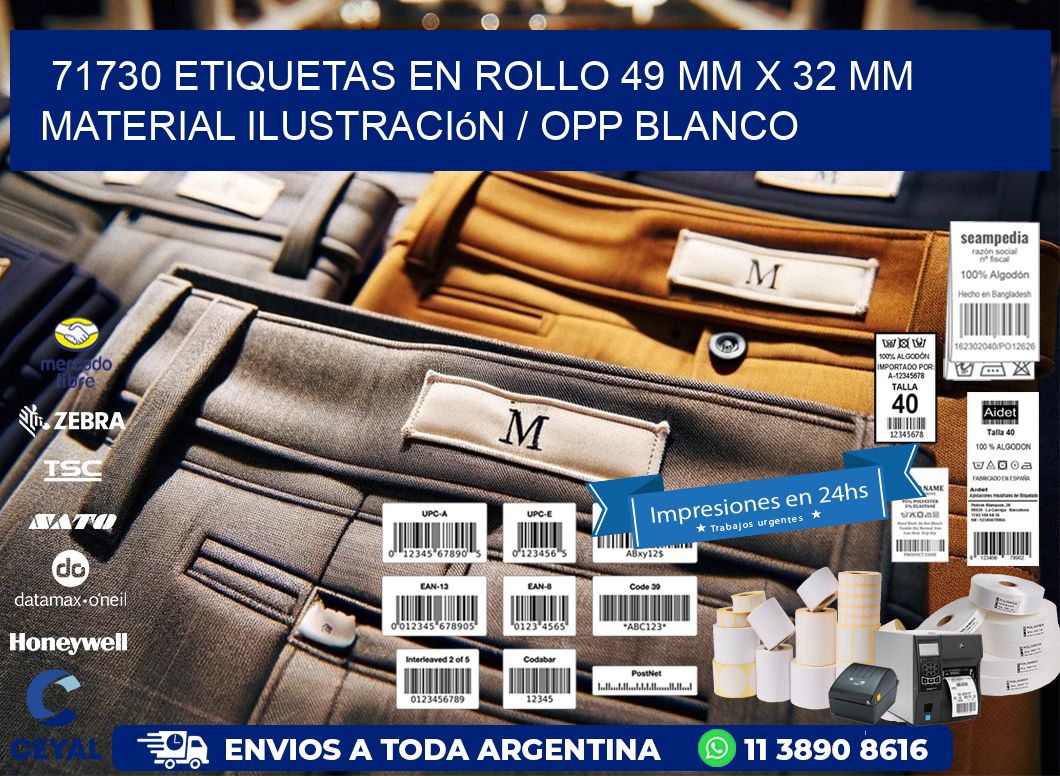 71730 Etiquetas en rollo 49 mm x 32 mm material Ilustración / OPP Blanco