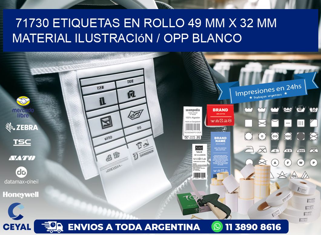 71730 Etiquetas en rollo 49 mm x 32 mm material Ilustración / OPP Blanco