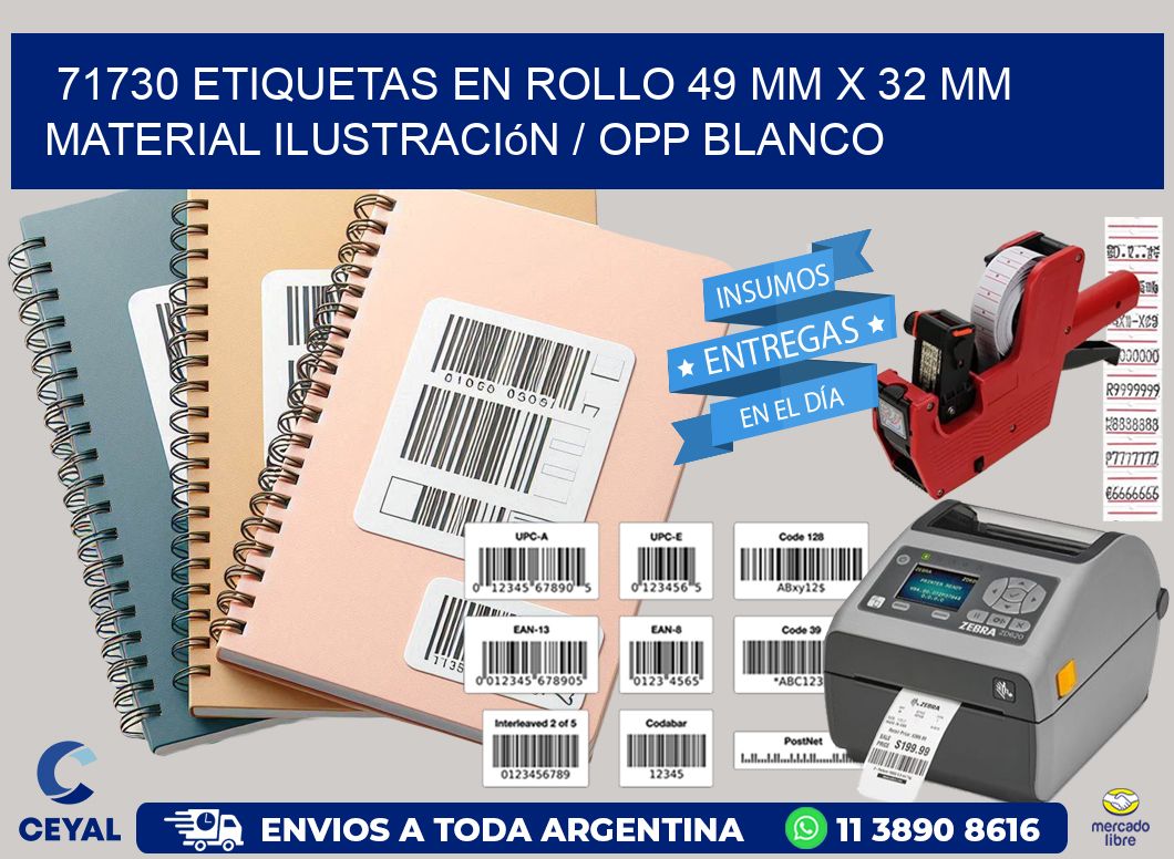 71730 Etiquetas en rollo 49 mm x 32 mm material Ilustración / OPP Blanco