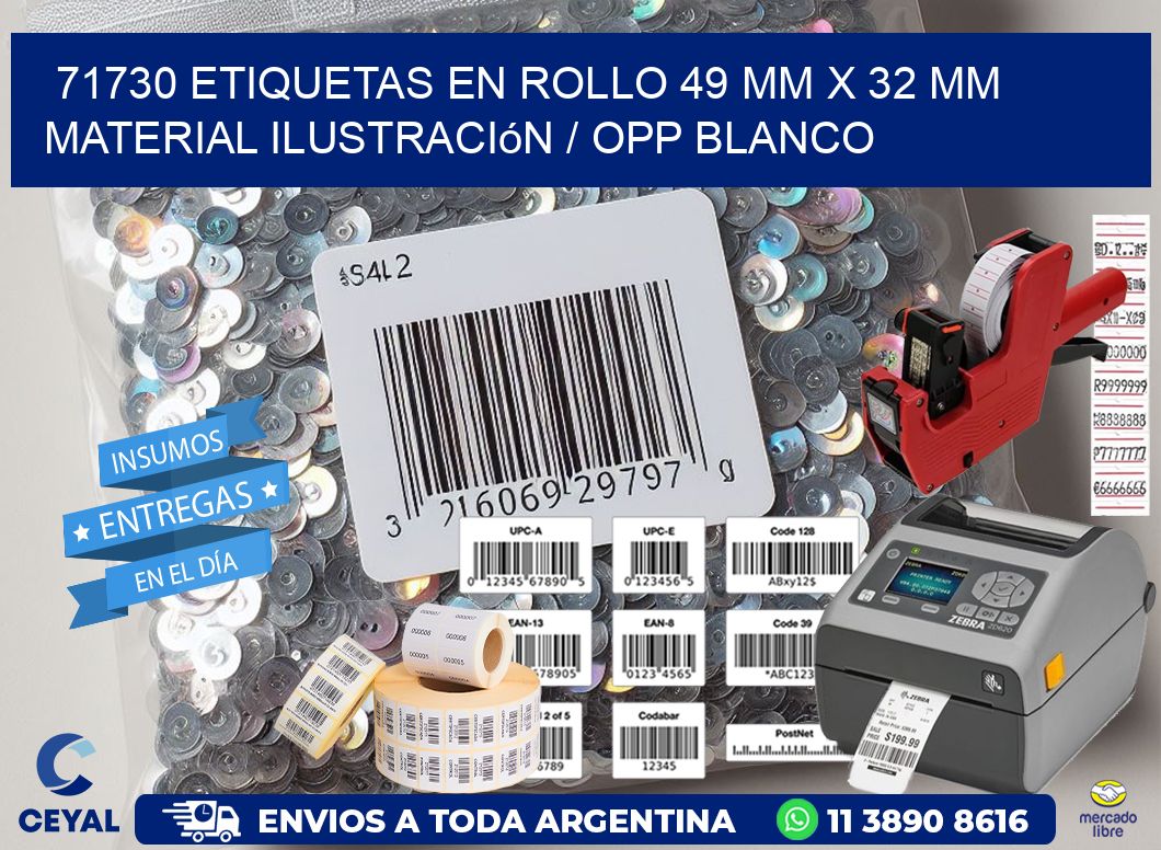 71730 Etiquetas en rollo 49 mm x 32 mm material Ilustración / OPP Blanco