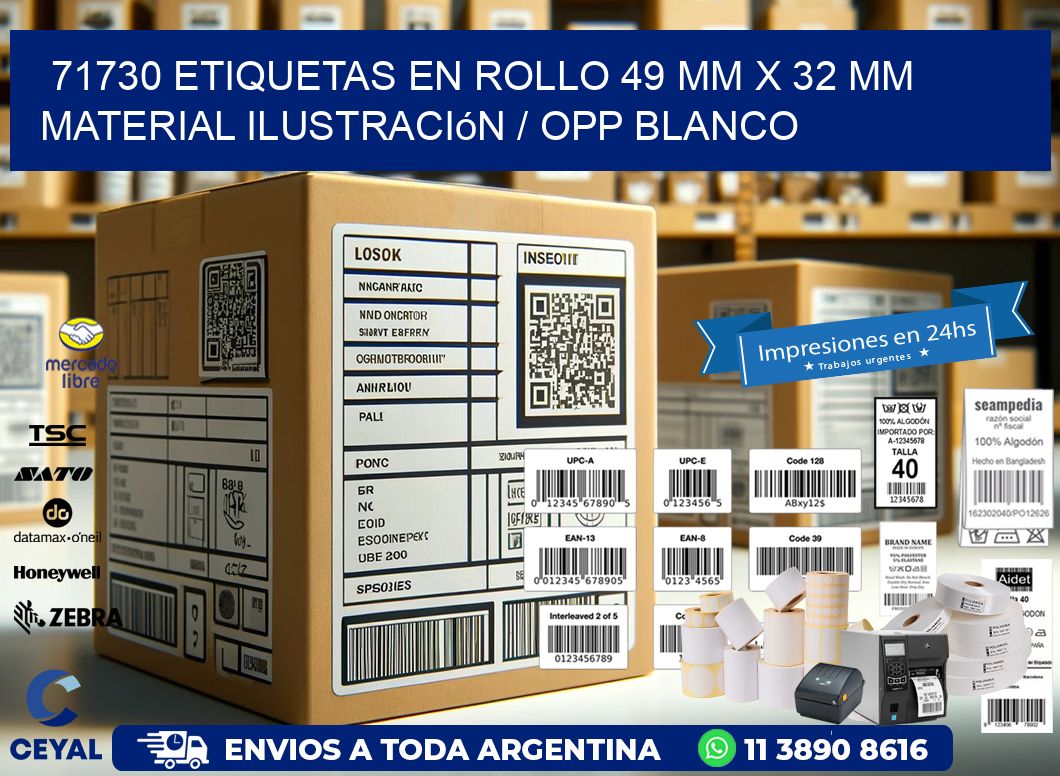 71730 Etiquetas en rollo 49 mm x 32 mm material Ilustración / OPP Blanco