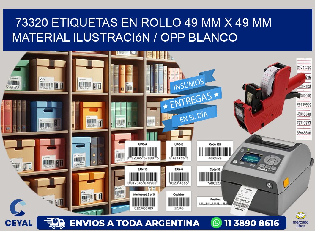 73320 Etiquetas en rollo 49 mm x 49 mm material Ilustración / OPP Blanco