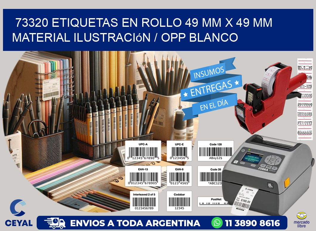 73320 Etiquetas en rollo 49 mm x 49 mm material Ilustración / OPP Blanco