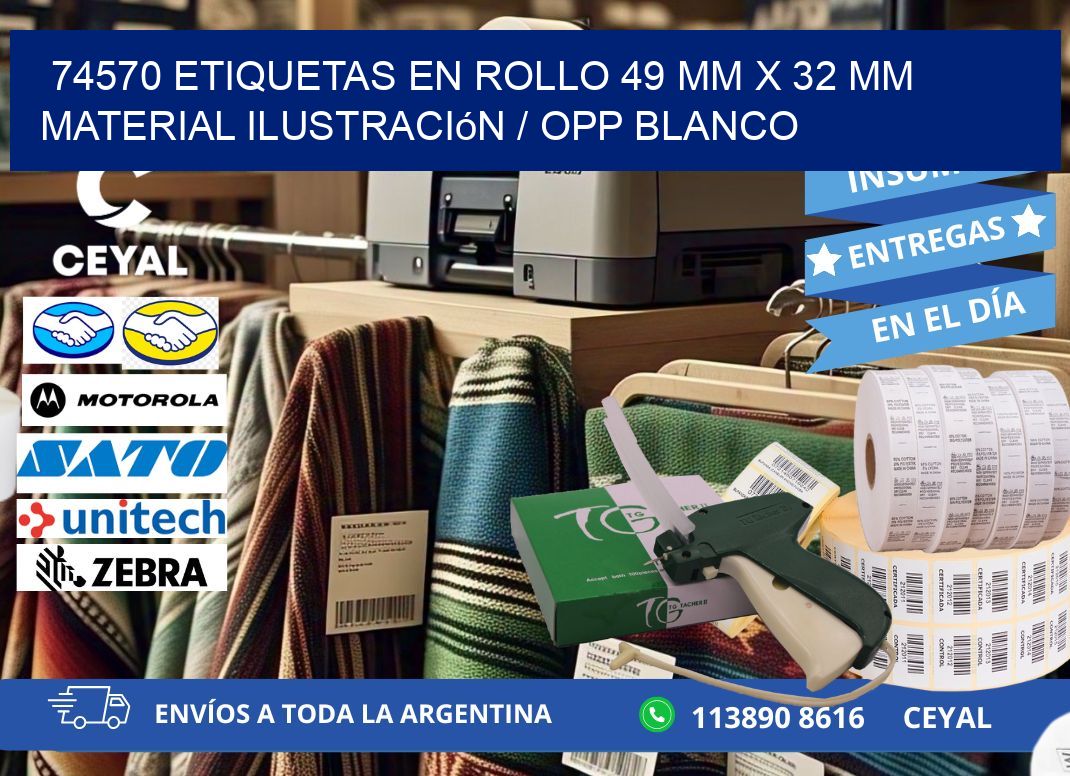 74570 Etiquetas en rollo 49 mm x 32 mm material Ilustración / OPP Blanco