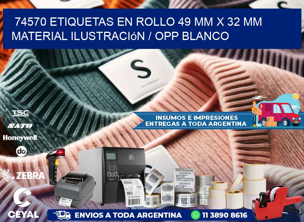 74570 Etiquetas en rollo 49 mm x 32 mm material Ilustración / OPP Blanco