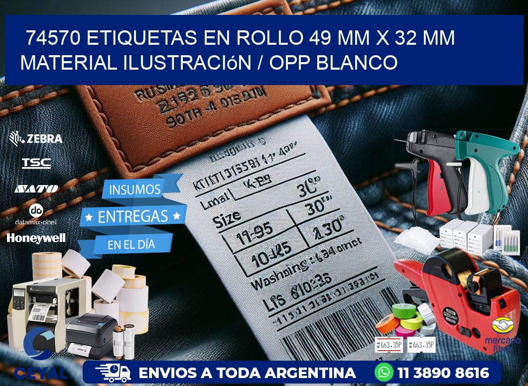 74570 Etiquetas en rollo 49 mm x 32 mm material Ilustración / OPP Blanco