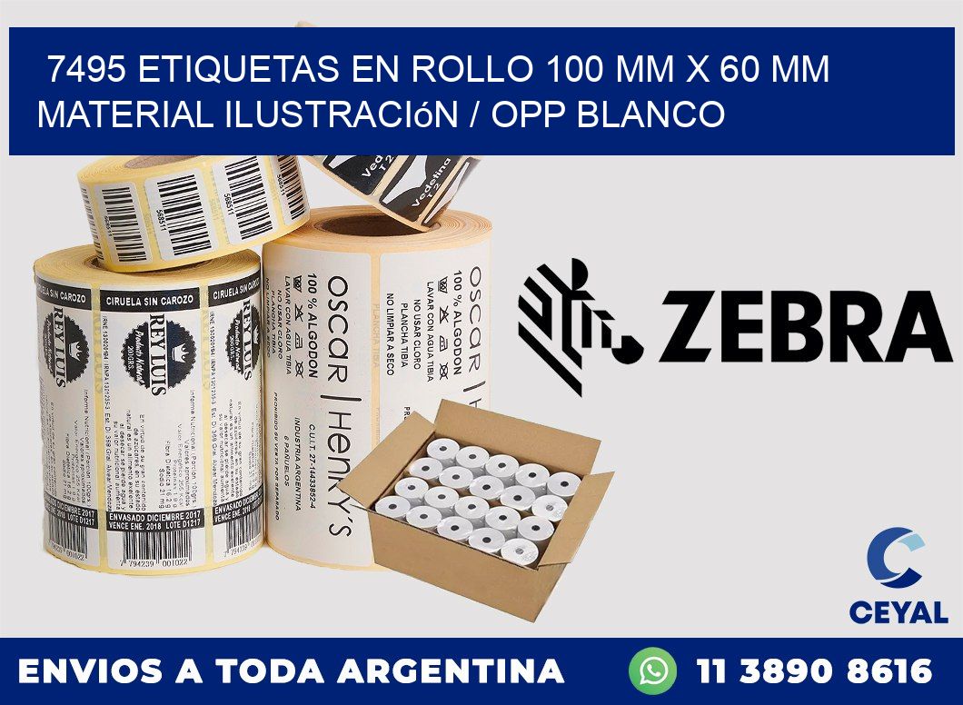 7495 Etiquetas en rollo 100 mm x 60 mm material Ilustración / OPP Blanco