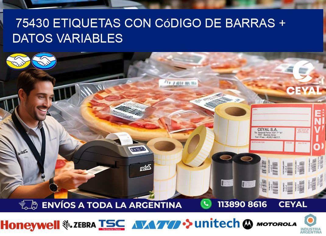 75430 etiquetas con código de barras + datos variables