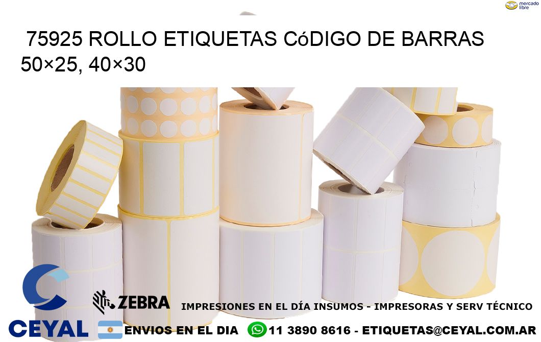75925 rollo etiquetas código de barras 50×25, 40×30