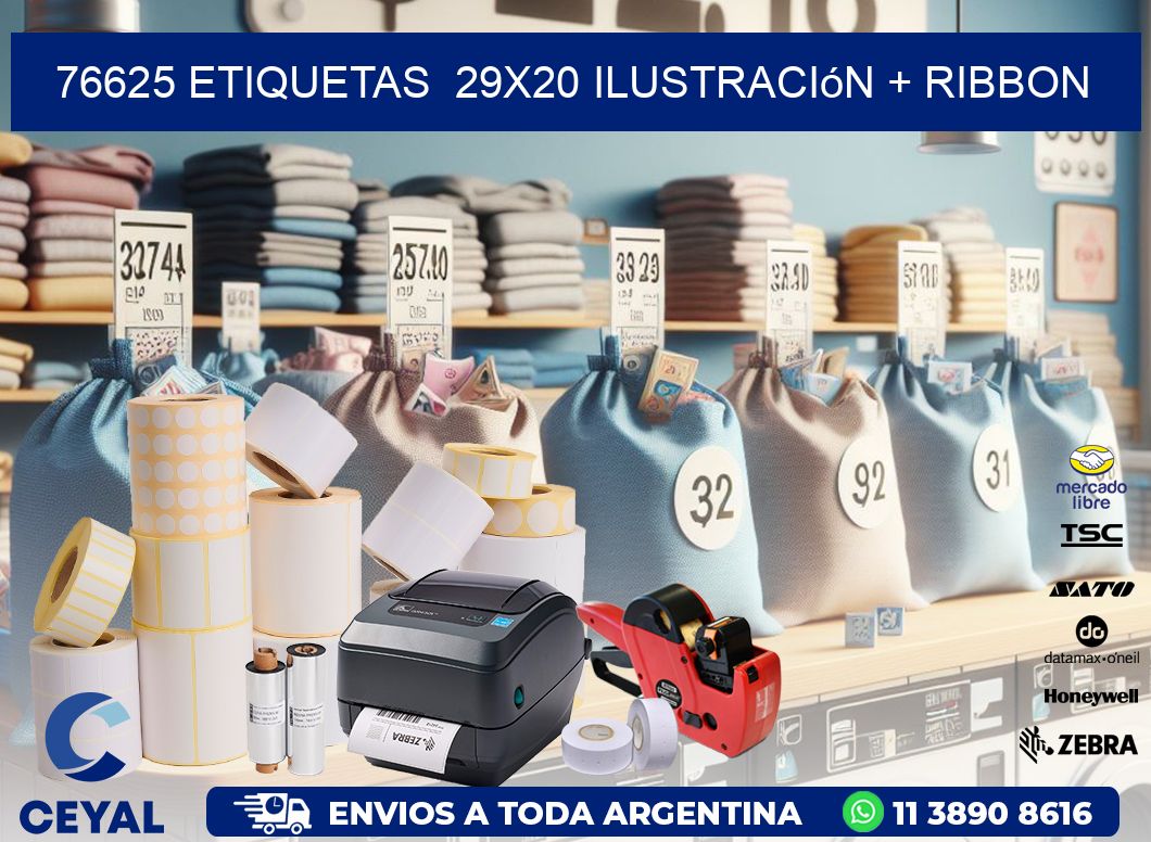 76625 etiquetas  29x20 ilustración + ribbon