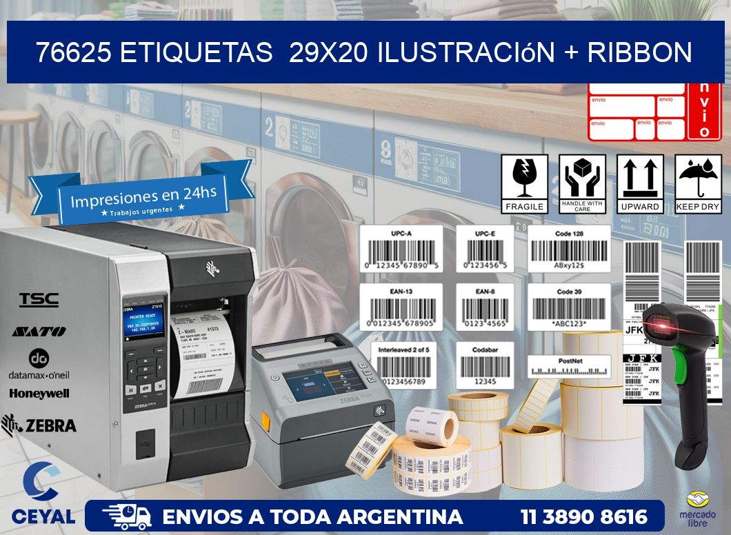 76625 etiquetas  29x20 ilustración + ribbon