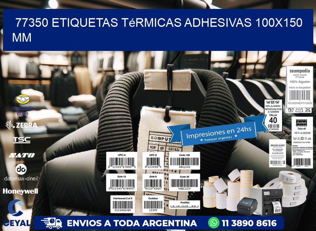 77350 etiquetas térmicas adhesivas 100x150 mm