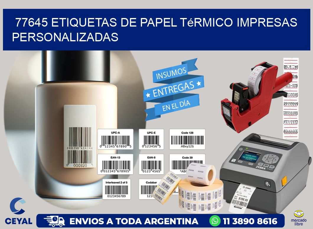 77645 Etiquetas de papel térmico impresas personalizadas