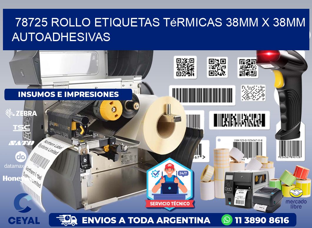 78725 Rollo Etiquetas Térmicas 38mm X 38mm Autoadhesivas