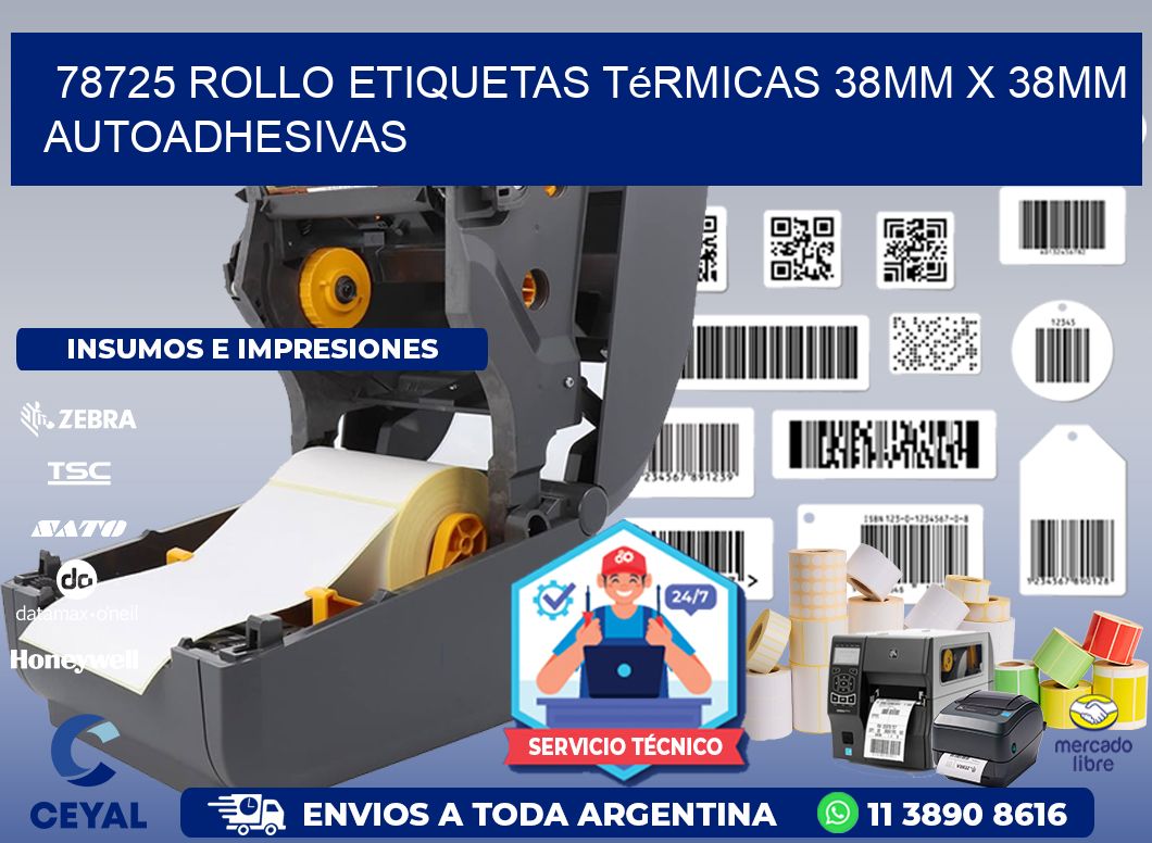 78725 Rollo Etiquetas Térmicas 38mm X 38mm Autoadhesivas