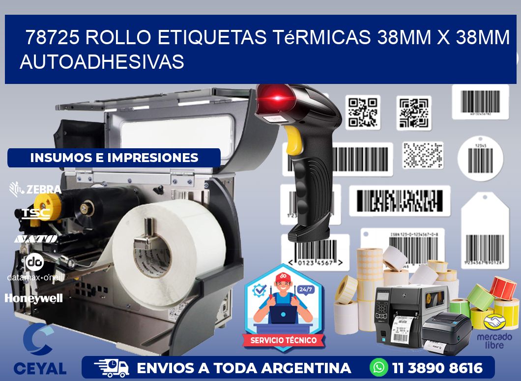 78725 Rollo Etiquetas Térmicas 38mm X 38mm Autoadhesivas