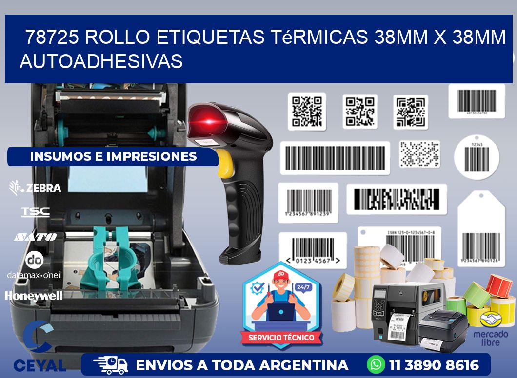 78725 Rollo Etiquetas Térmicas 38mm X 38mm Autoadhesivas