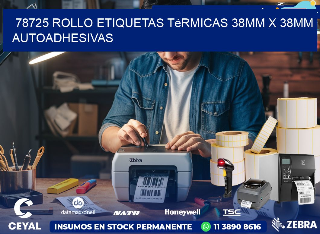 78725 Rollo Etiquetas Térmicas 38mm X 38mm Autoadhesivas