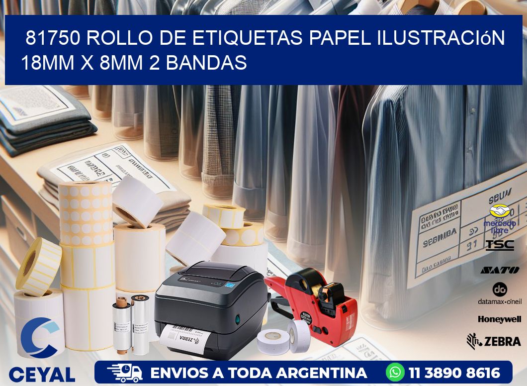 81750 Rollo de Etiquetas Papel Ilustración 18mm x 8mm 2 Bandas