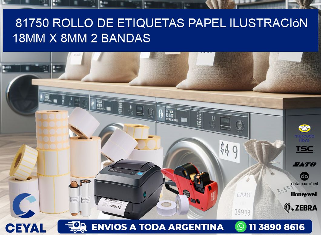 81750 Rollo de Etiquetas Papel Ilustración 18mm x 8mm 2 Bandas