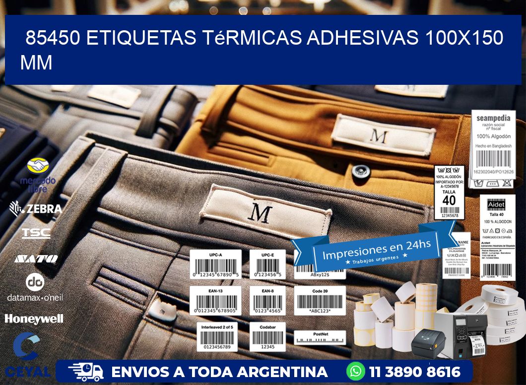 85450 etiquetas térmicas adhesivas 100x150 mm