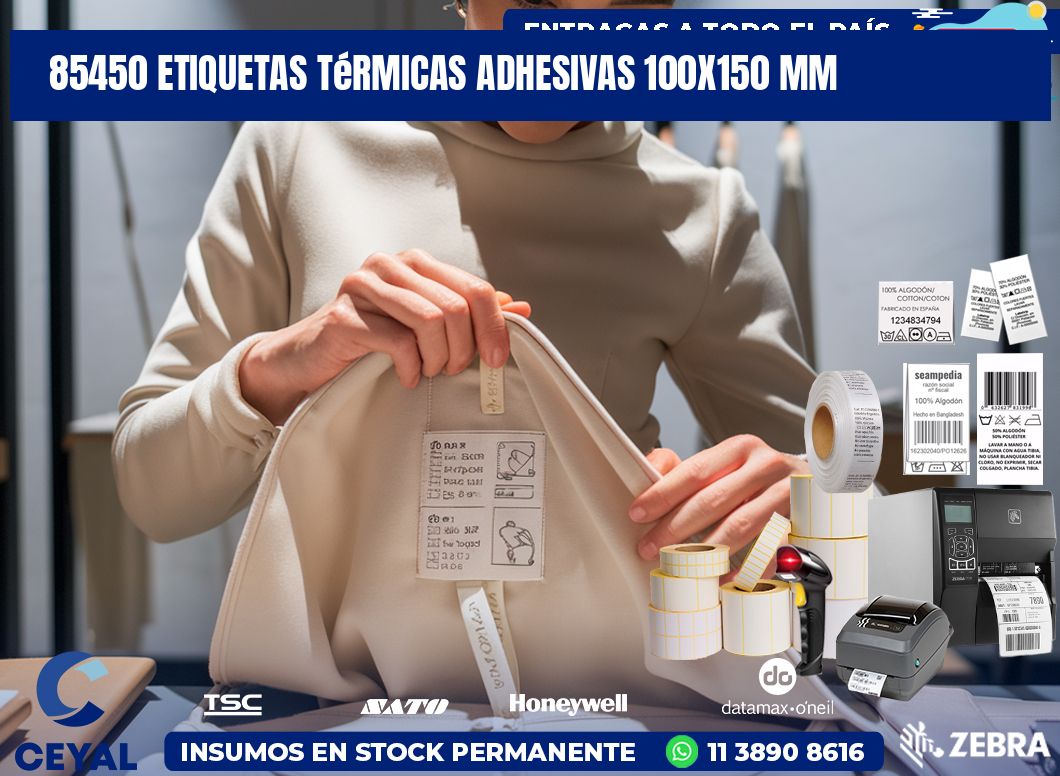 85450 etiquetas térmicas adhesivas 100×150 mm