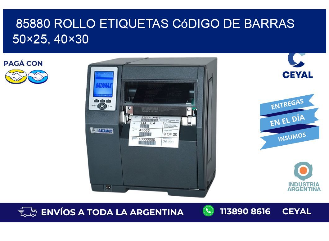 85880 rollo etiquetas código de barras 50×25, 40×30