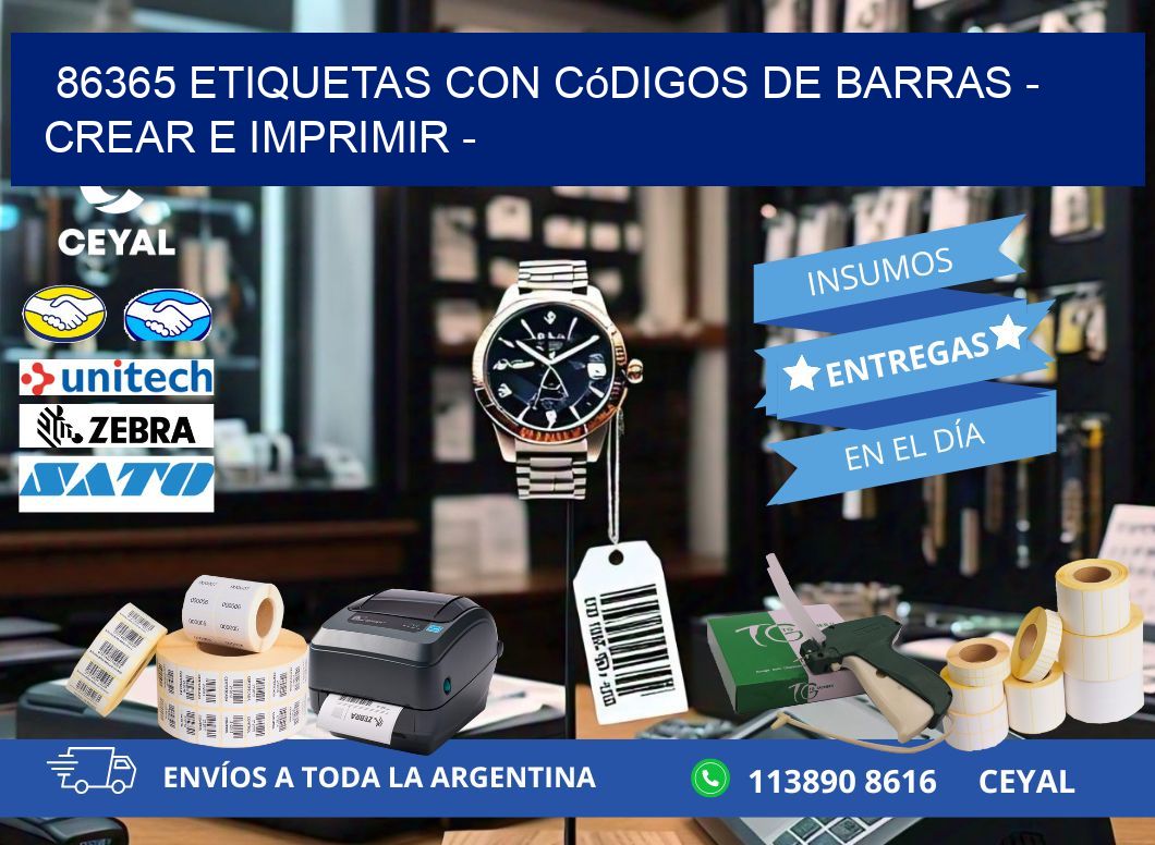 86365 etiquetas con códigos de barras - Crear e imprimir -