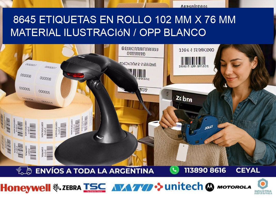 8645 Etiquetas en rollo 102 mm x 76 mm material Ilustración / OPP Blanco