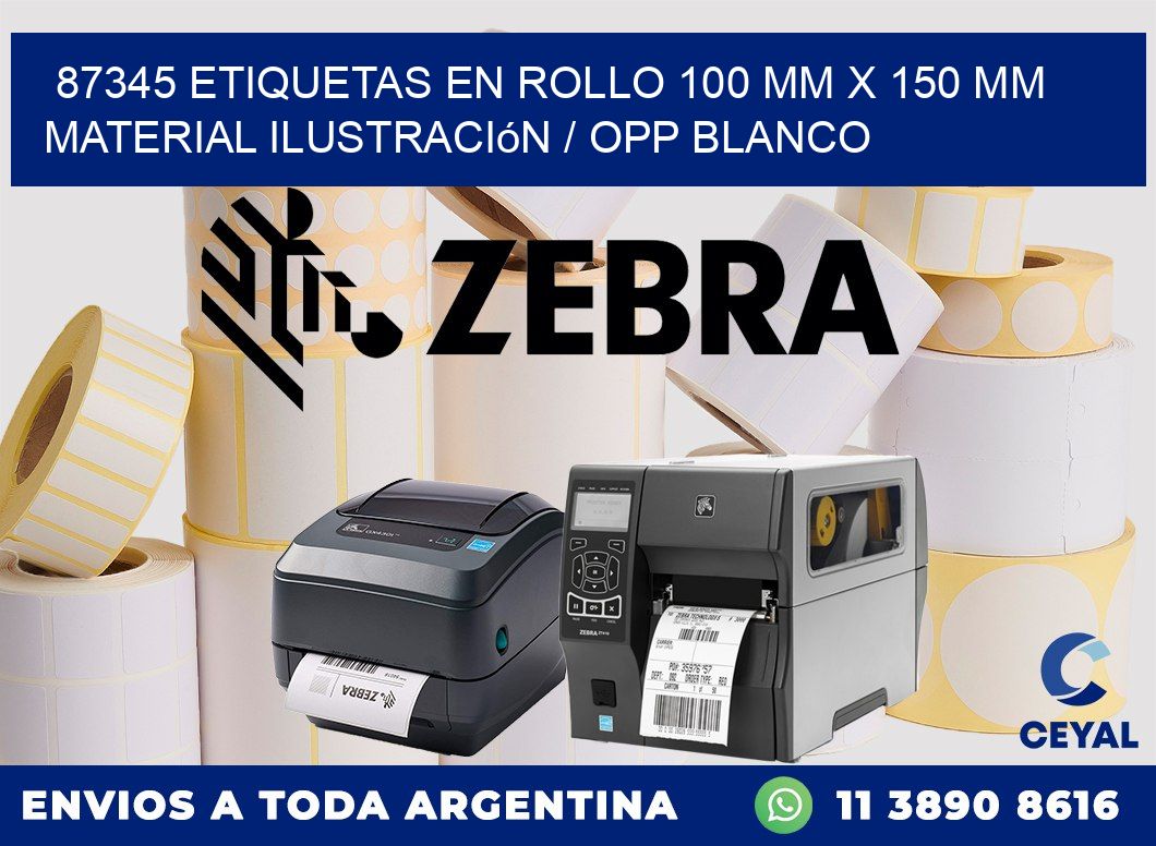 87345 Etiquetas en rollo 100 mm x 150 mm material Ilustración / OPP Blanco