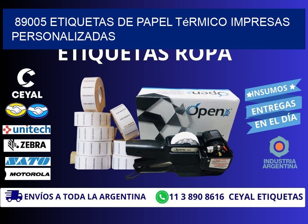 89005 Etiquetas de papel térmico impresas personalizadas