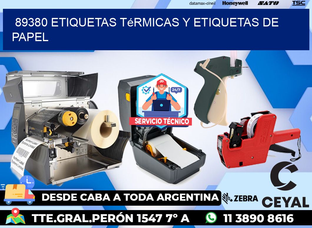 89380 etiquetas térmicas y etiquetas de papel