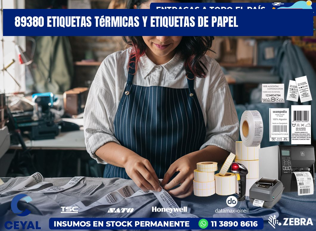 89380 etiquetas térmicas y etiquetas de papel