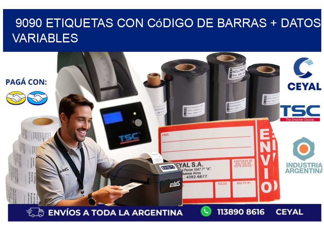 9090 etiquetas con código de barras + datos variables