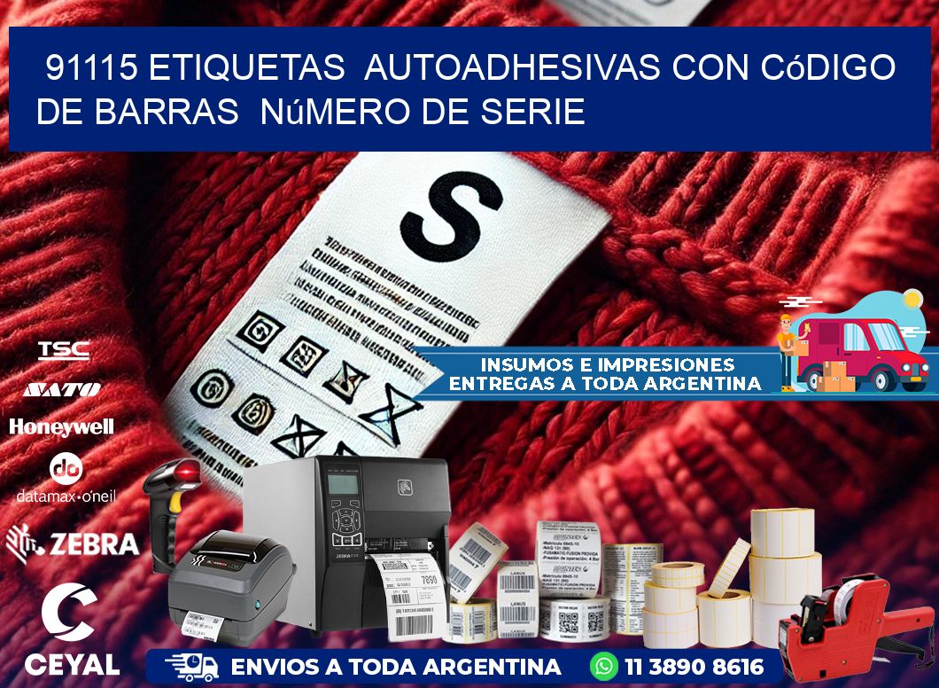 91115 etiquetas autoadhesivas con código de barras número de serie