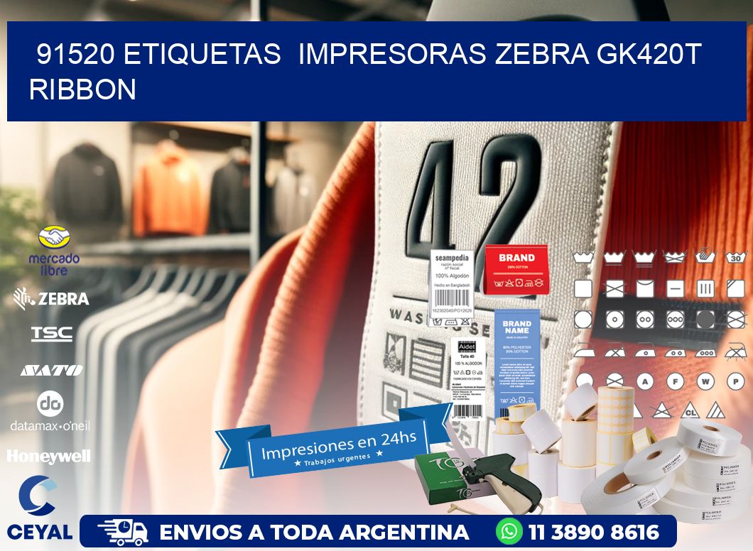 91520 Etiquetas  impresoras zebra gk420t ribbon