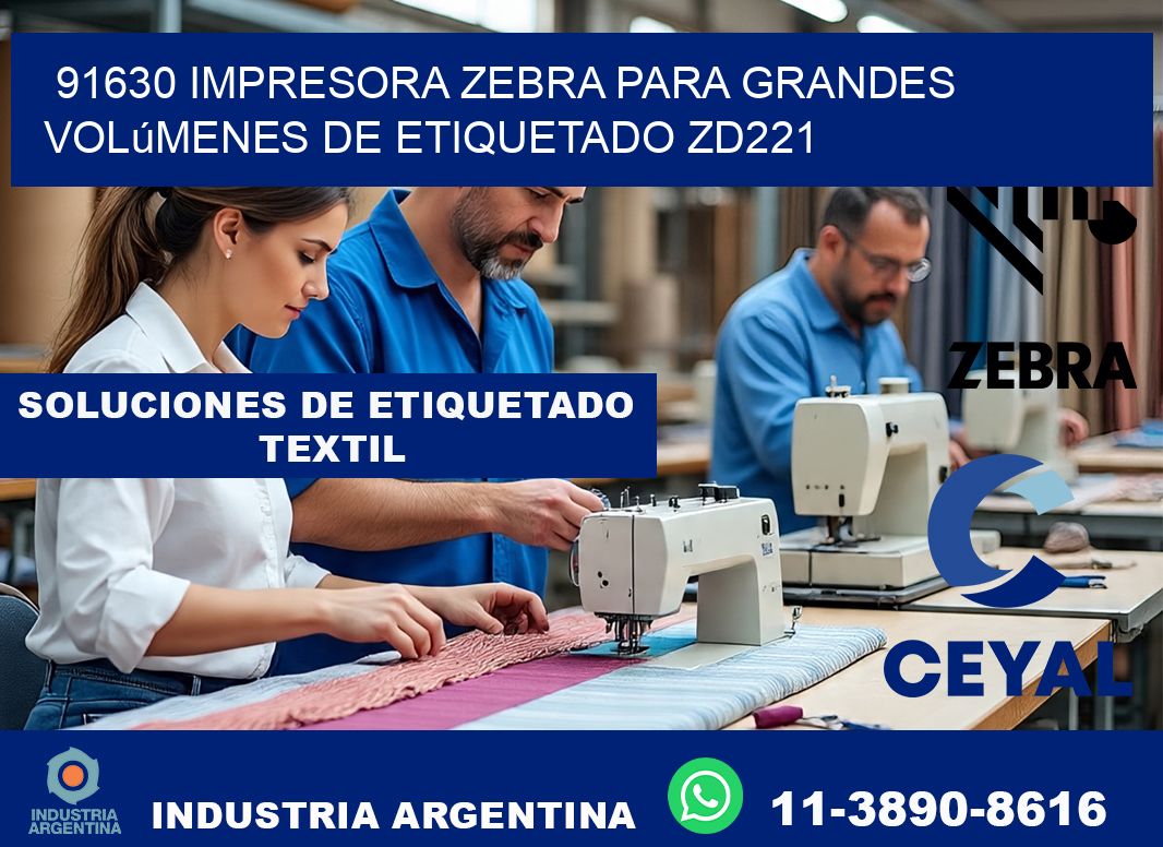 91630 impresora Zebra para grandes volúmenes de etiquetado ZD221
