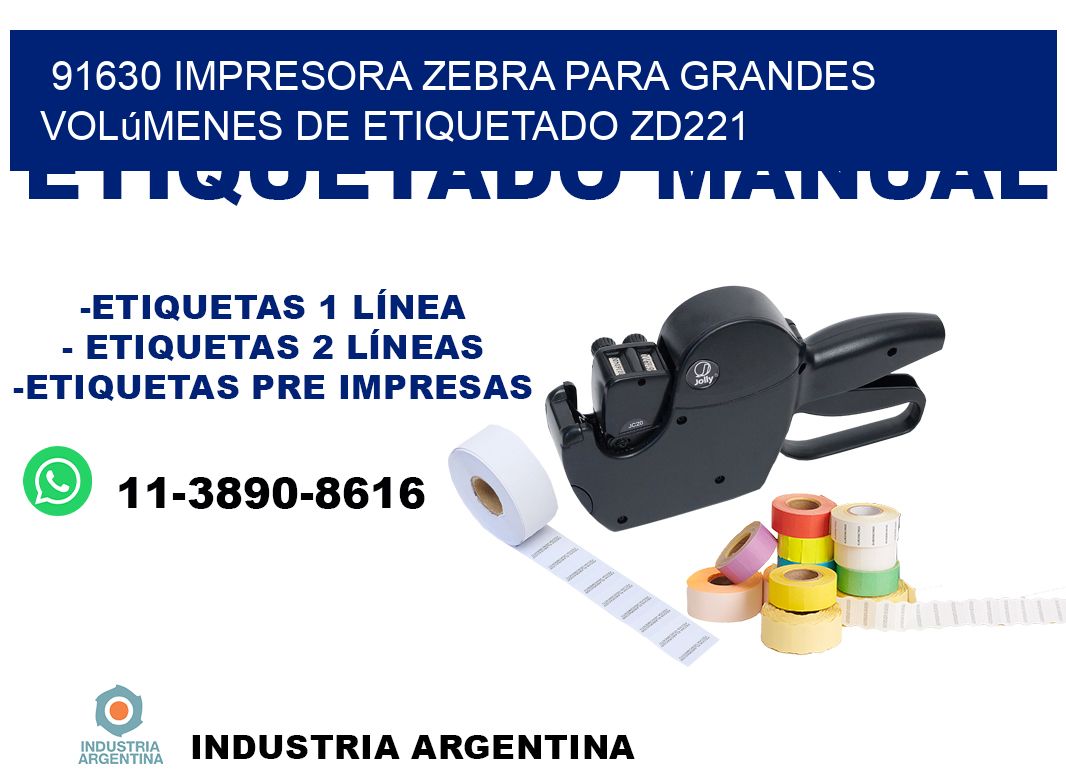 91630 impresora Zebra para grandes volúmenes de etiquetado ZD221