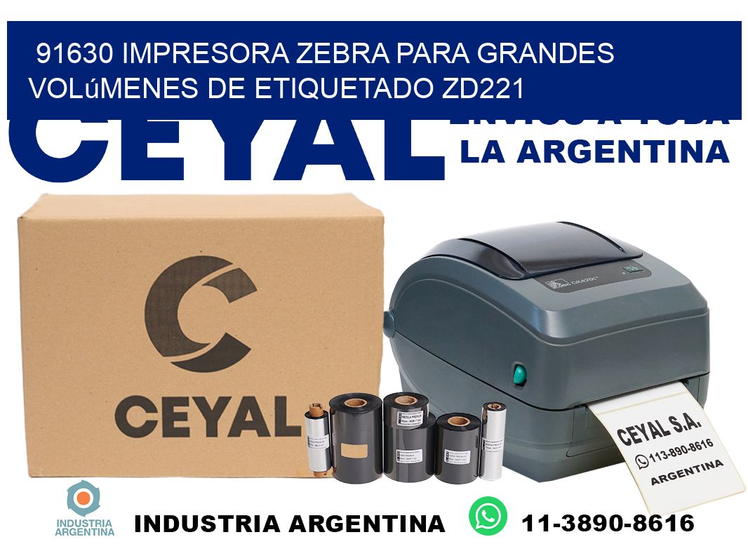 91630 impresora Zebra para grandes volúmenes de etiquetado ZD221