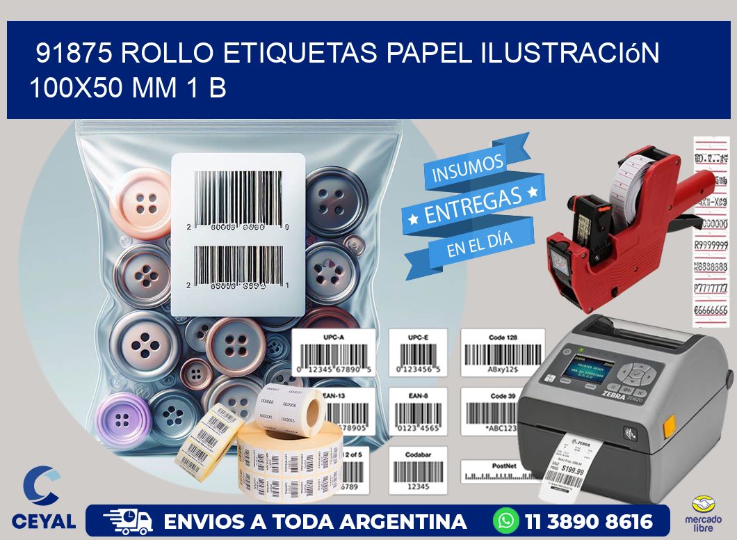 91875 Rollo Etiquetas Papel Ilustración 100x50 Mm 1 B