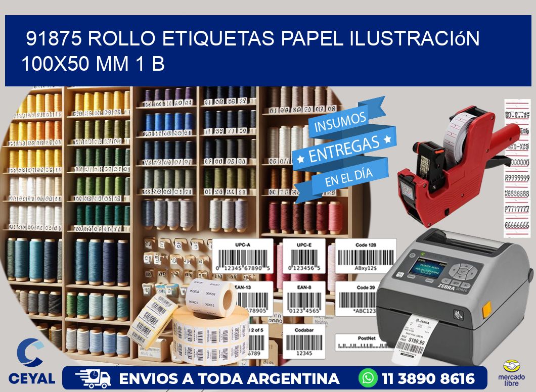 91875 Rollo Etiquetas Papel Ilustración 100x50 Mm 1 B